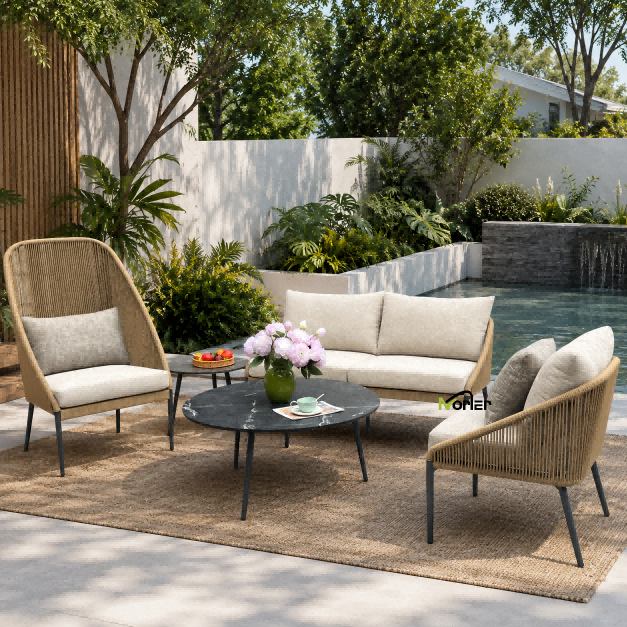 Nouvelles tendances dans la vie en plein air | Les canapés en corde tissée créent des espaces naturellement confortables