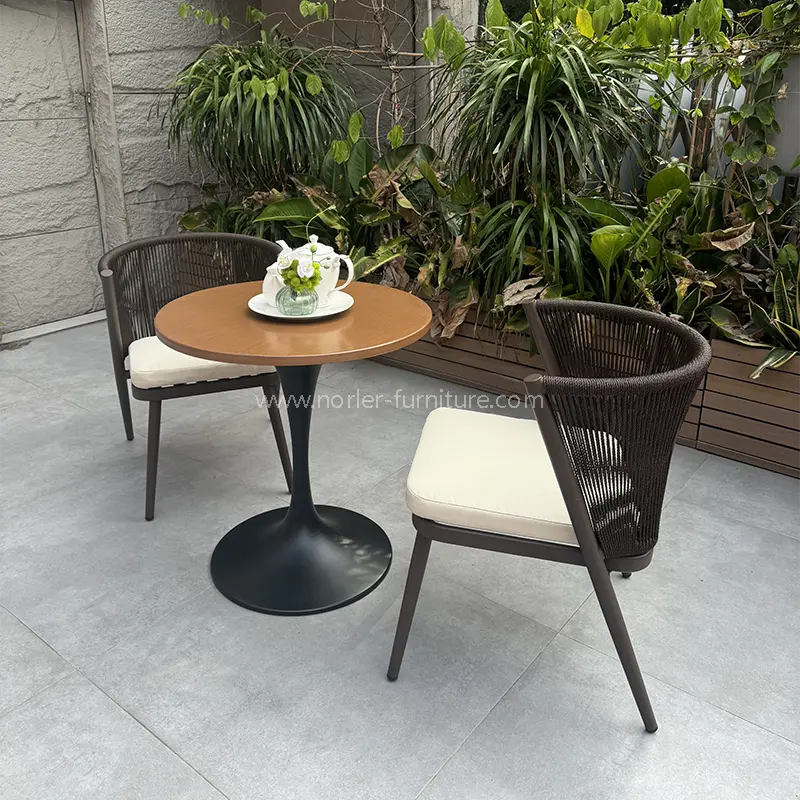 Outdoor Aluminum Frame Hand-Woven Olefin Rope Balcony Set