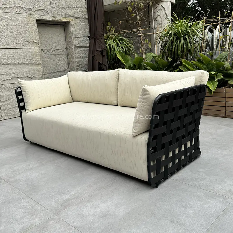 Outdoor Black Aluminum Hand-Woven Waterproof Sofa
