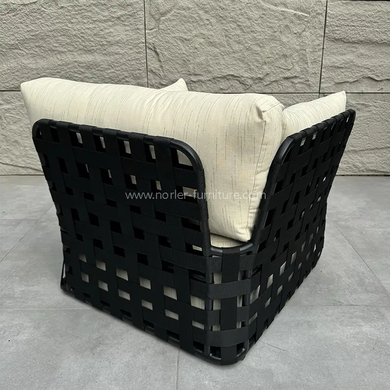 Outdoor Black Aluminum Hand-Woven Waterproof Sofa