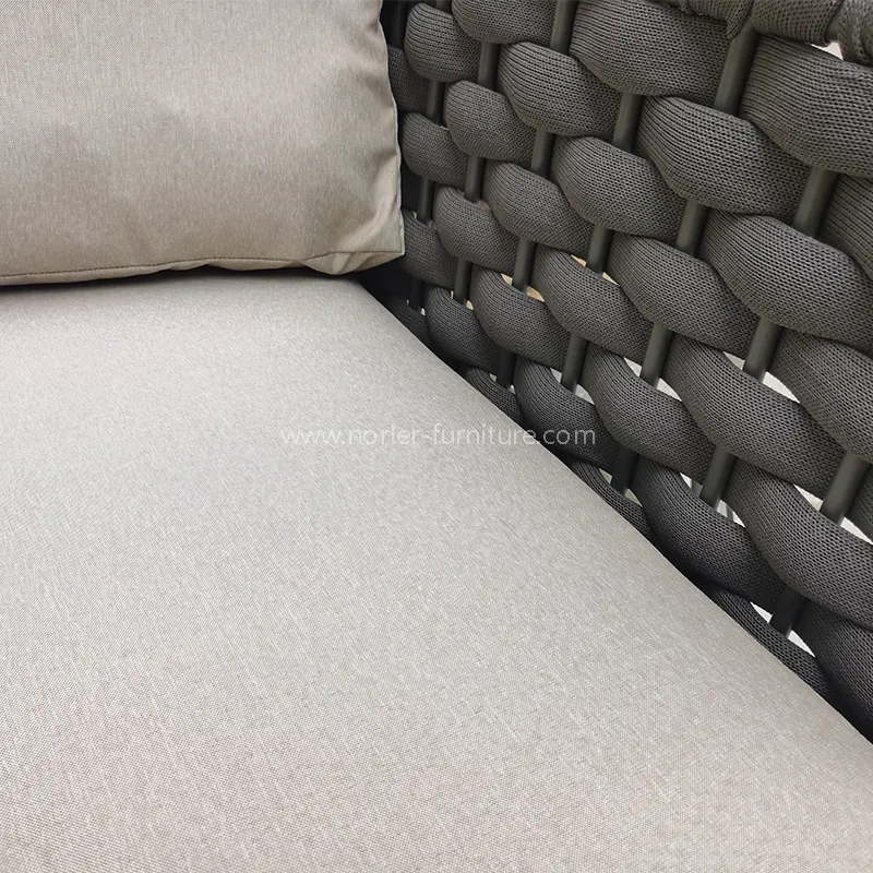 Cadre en aluminium en bois moderne en forme de L Sofa extérieur
