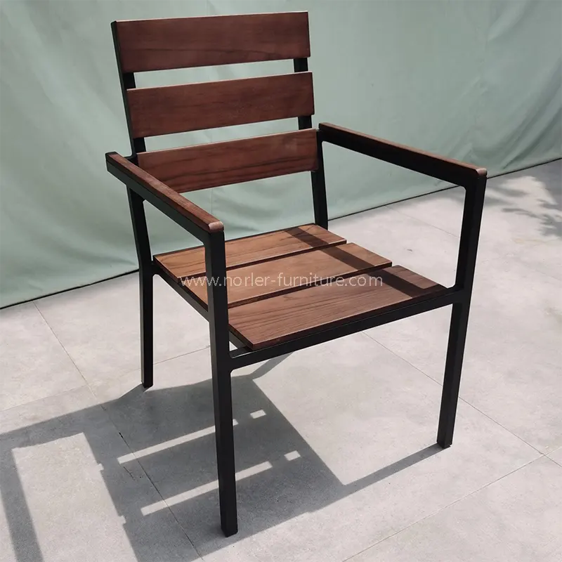 Cadre en aluminium extérieur chaise en bois en teck complet