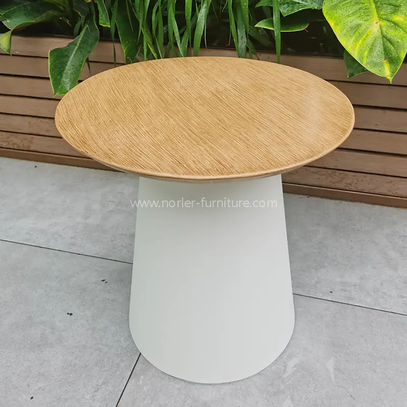 Table basse à cadre en aluminium à grains en bois brossé extérieur