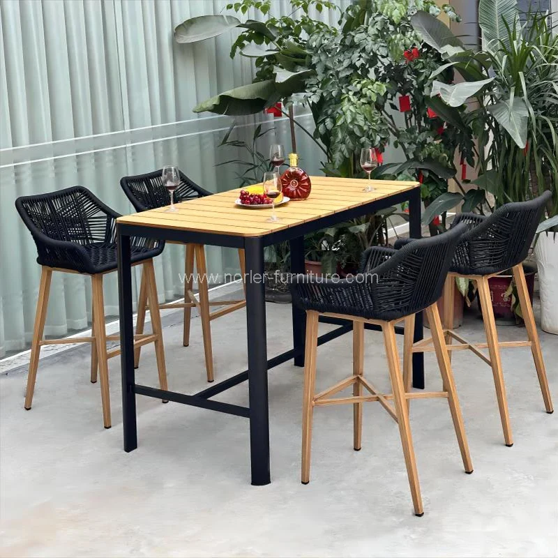 Ensemble de bar en bois en teck de balcon de jardin extérieur
