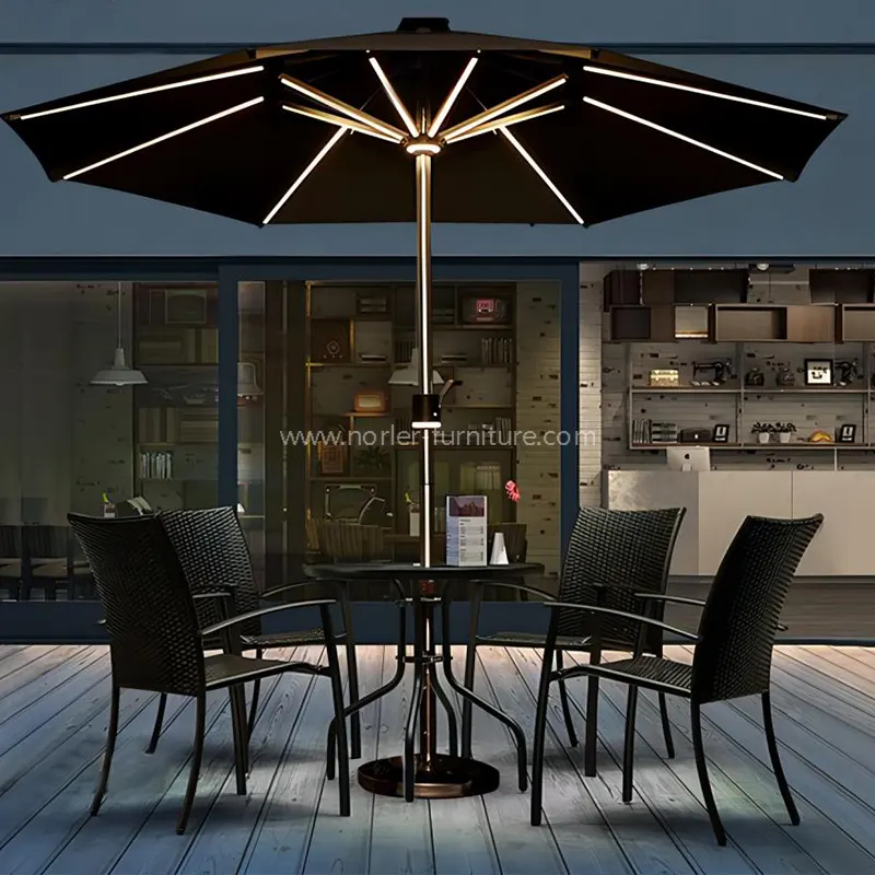 Refroidissement solaire à LED intelligent et chauffage léger parasol